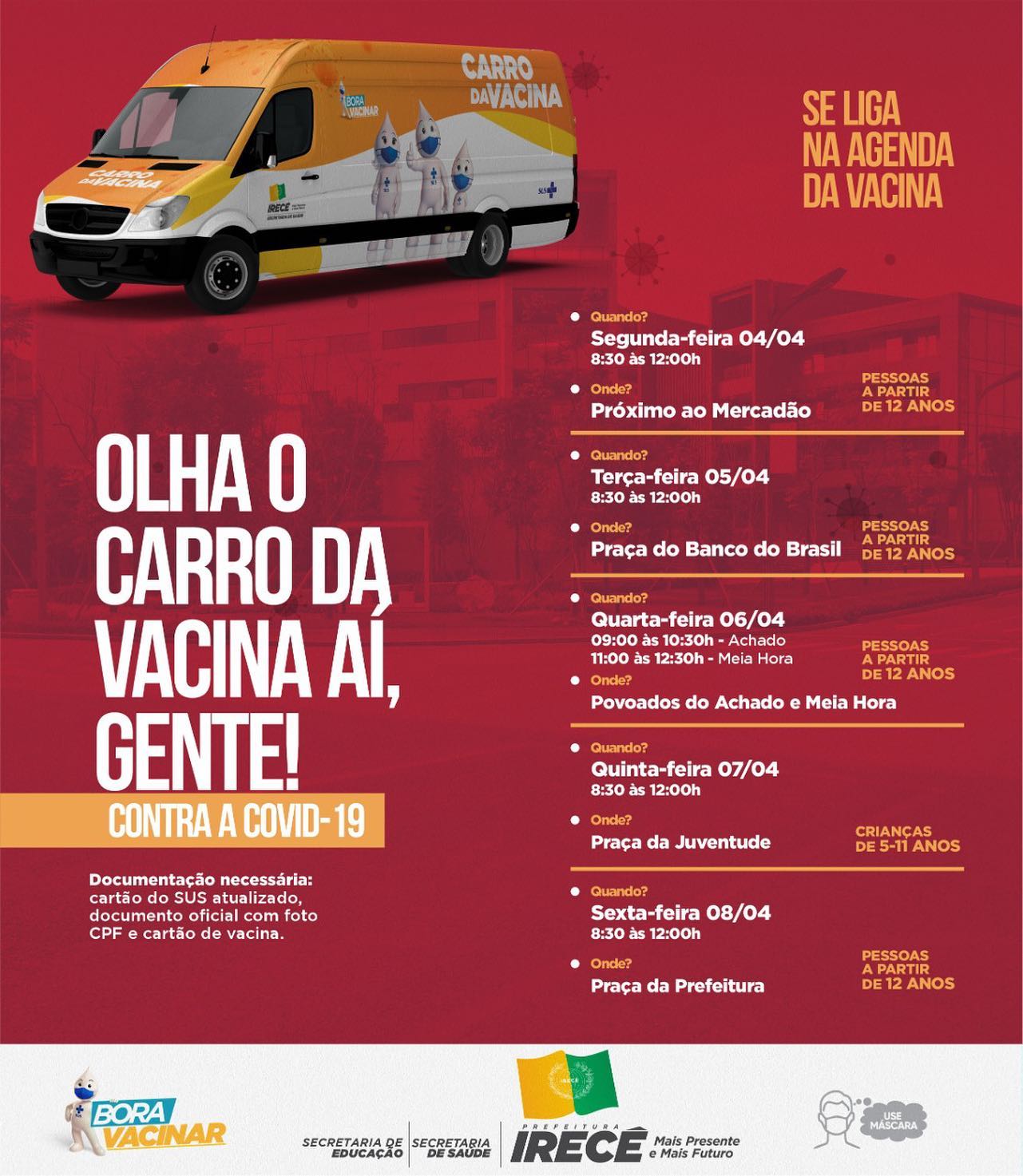 Olha aí a programação do carro da vacina dessa semana .